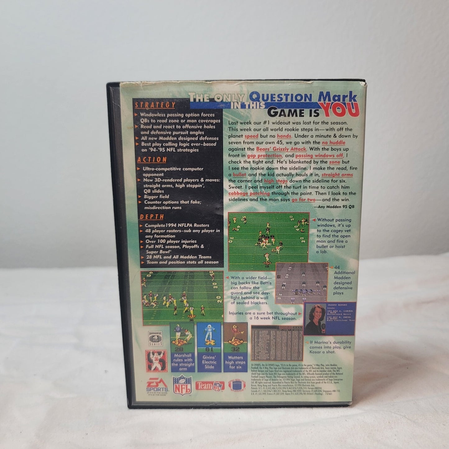 Madden NFL 95 (Sega Genesis, 1994) Game and Case