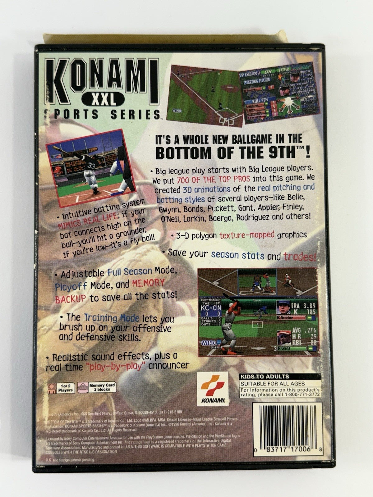 Bottom of the 9th [Long Box] (PlayStation 1, 1996) Game Case Manual - Tested