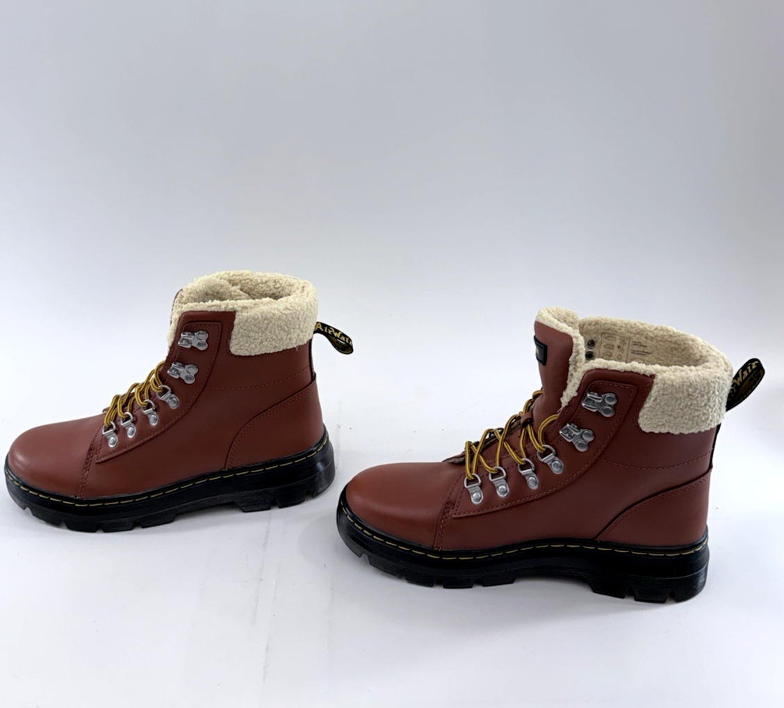 Doc Martens Combs W Leather Faux Fur-Lined Womens 9 Tan Air Wair WarmWair Boots