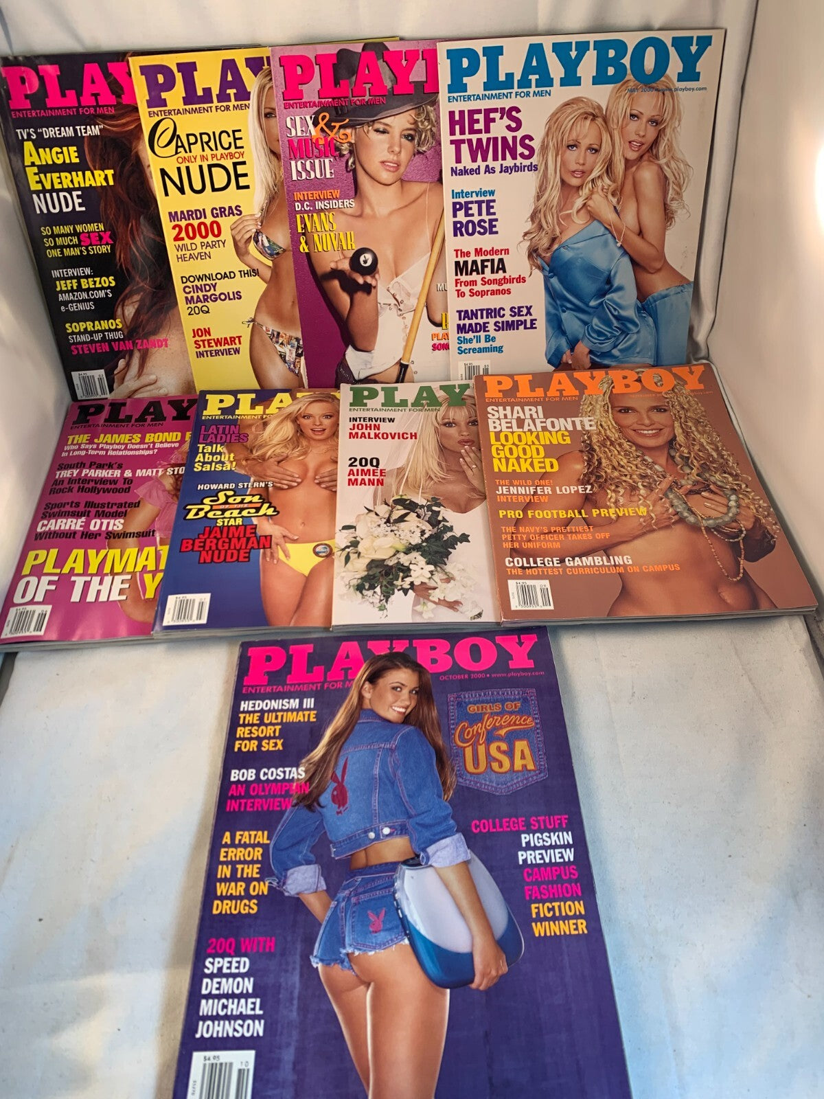 2000 PLAYBOY MAGAZINES - LOT OF 9 - Includes Centerfolds