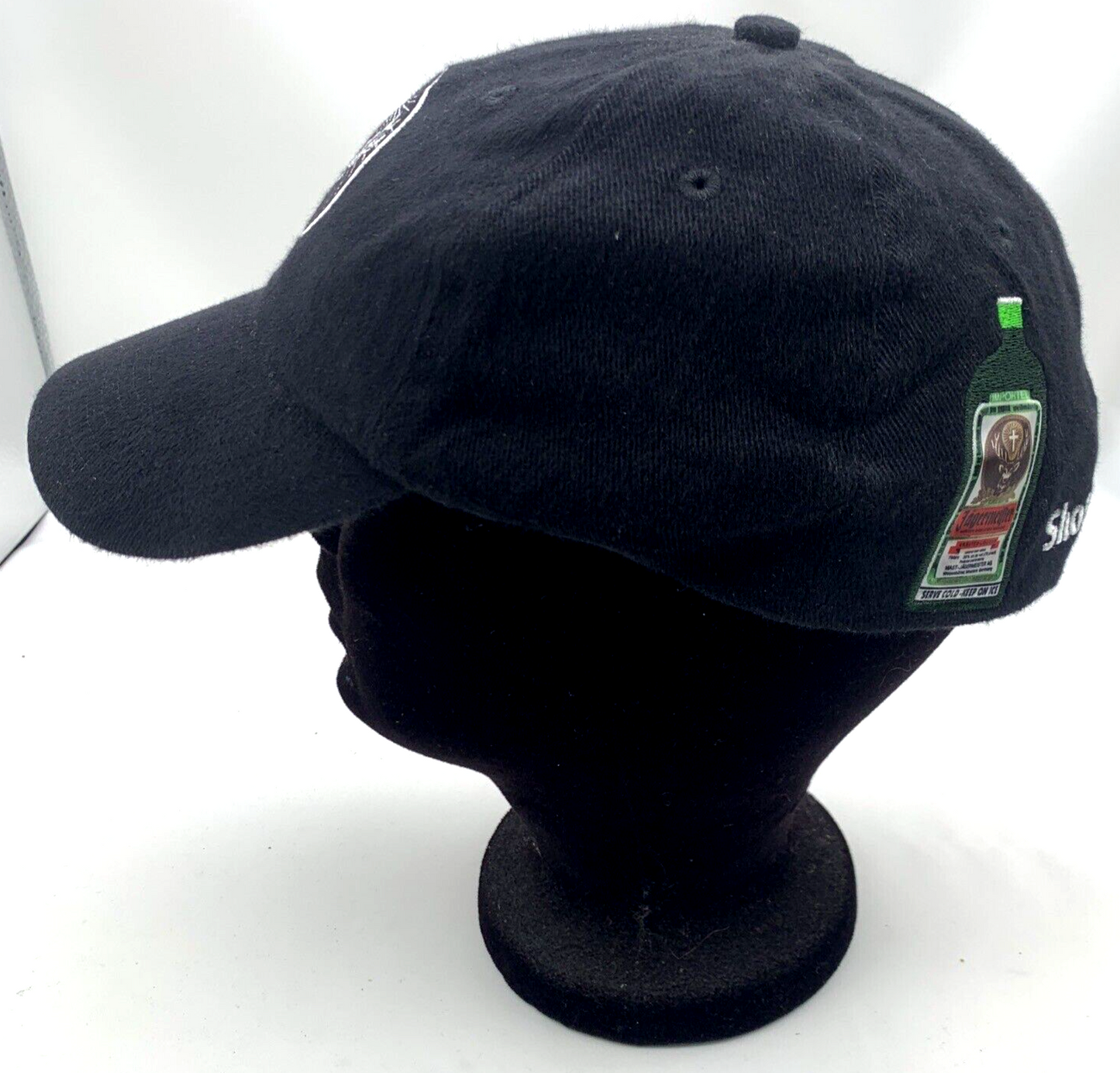 Jägermeister Size M-L "Shots Happen" Fitted Black Baseball Cap Hat with Logo