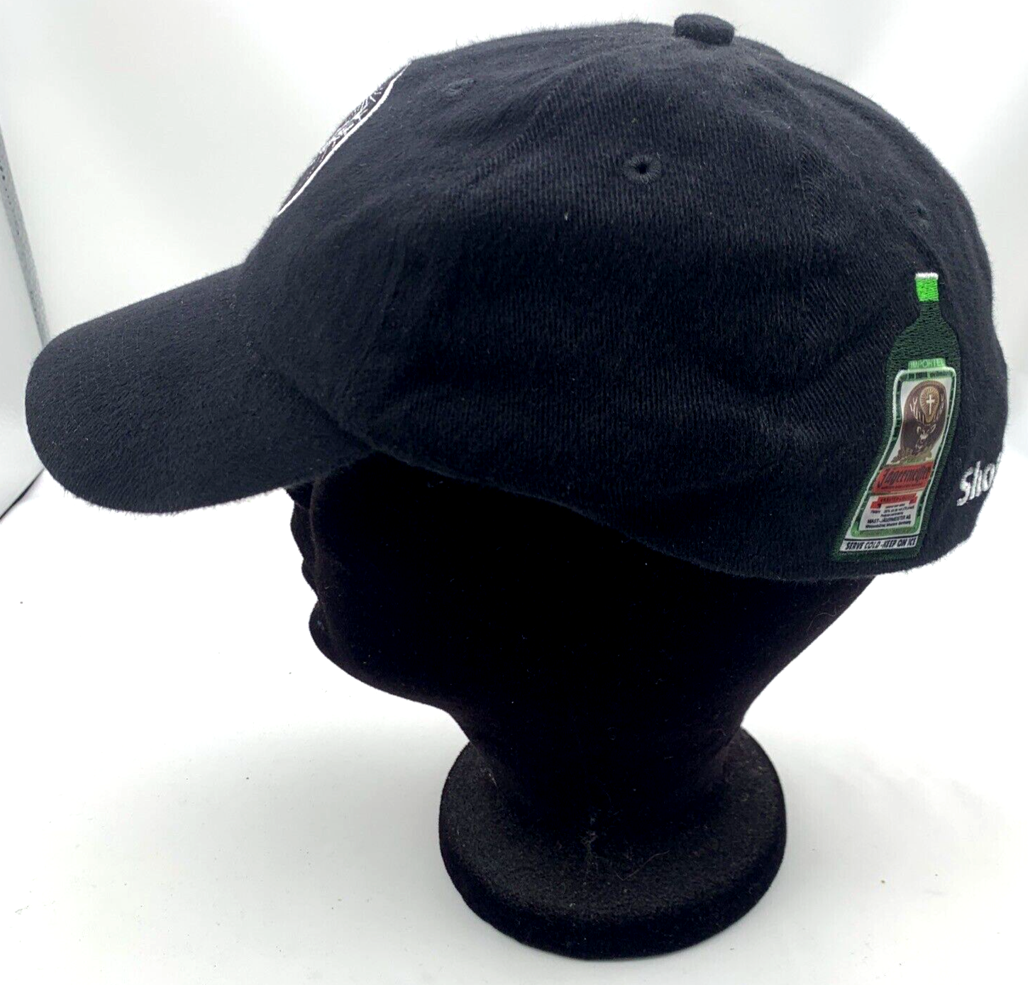 Jägermeister Size M-L "Shots Happen" Fitted Black Baseball Cap Hat with Logo