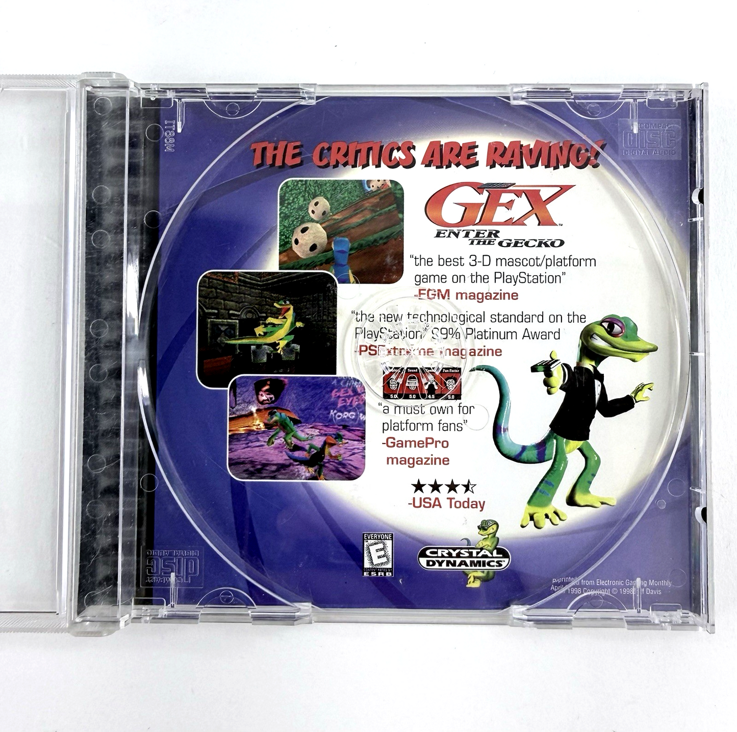 Gex (PlayStation 1, 1996) Game, Case, and Back Cover Art - No Manual - Tested
