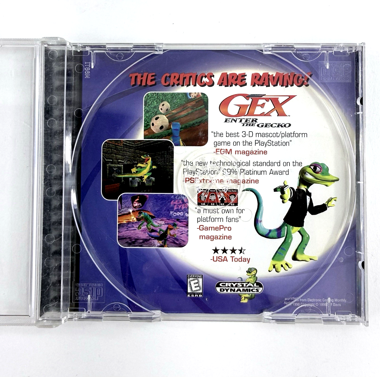 Gex (PlayStation 1, 1996) Game, Case, and Back Cover Art - No Manual - Tested