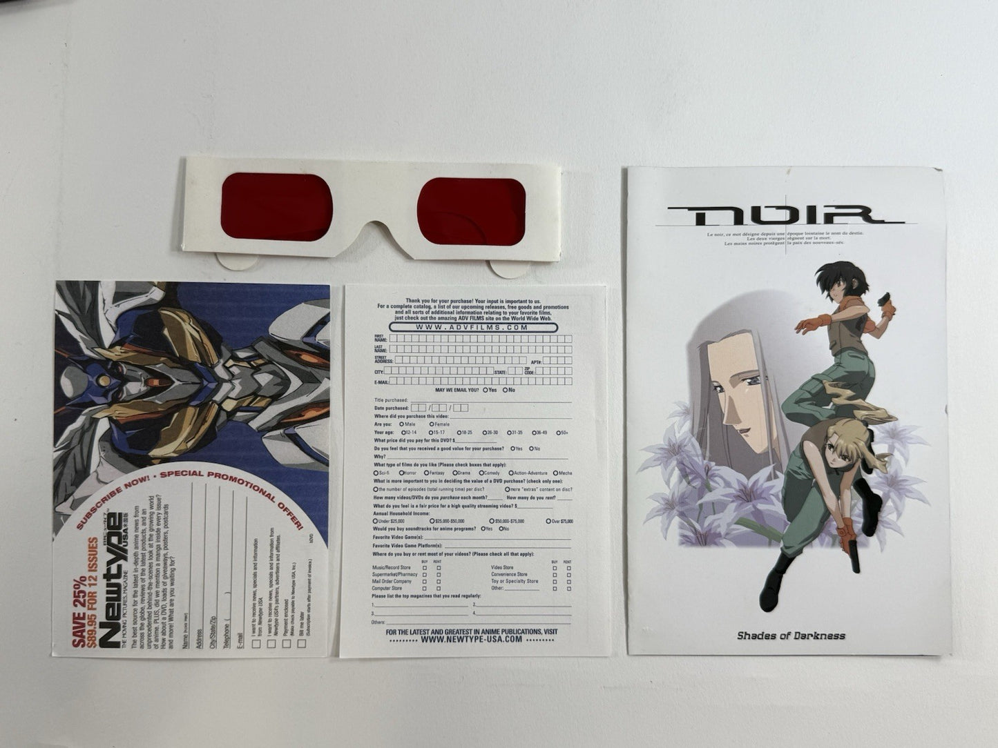Noir - Vol. 1: Shades of Darkness (DVD, 2003) with Inserts & 3D glasses - Tested