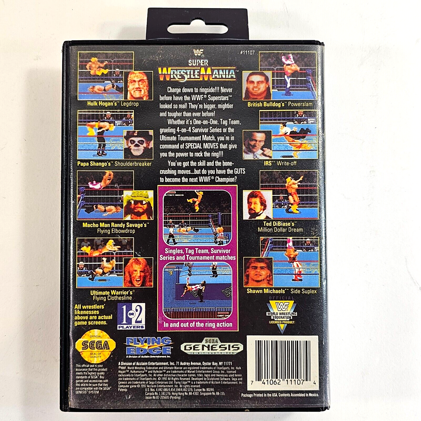 WWF Super WrestleMania (Sega Genesis, 1992) Game and Case - Tested and Working