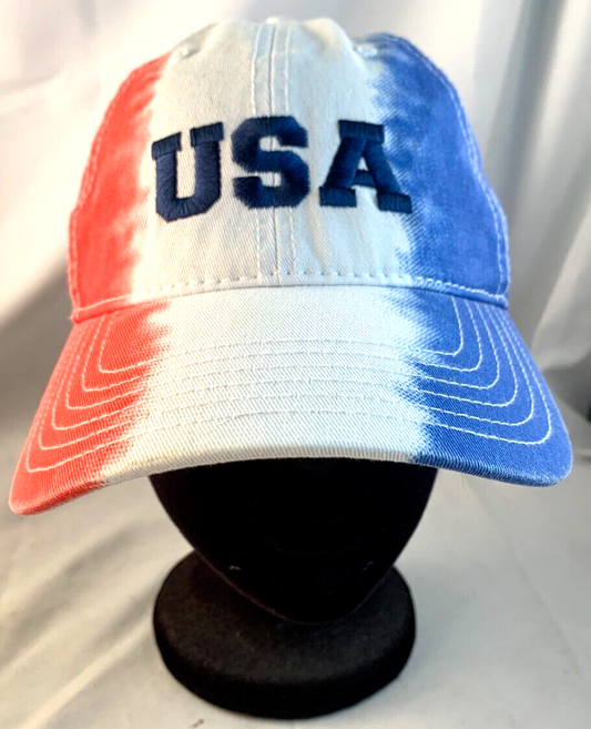 Mighty Fine Adjustable USA Red White and Blue Hat with American Flag Embroidery