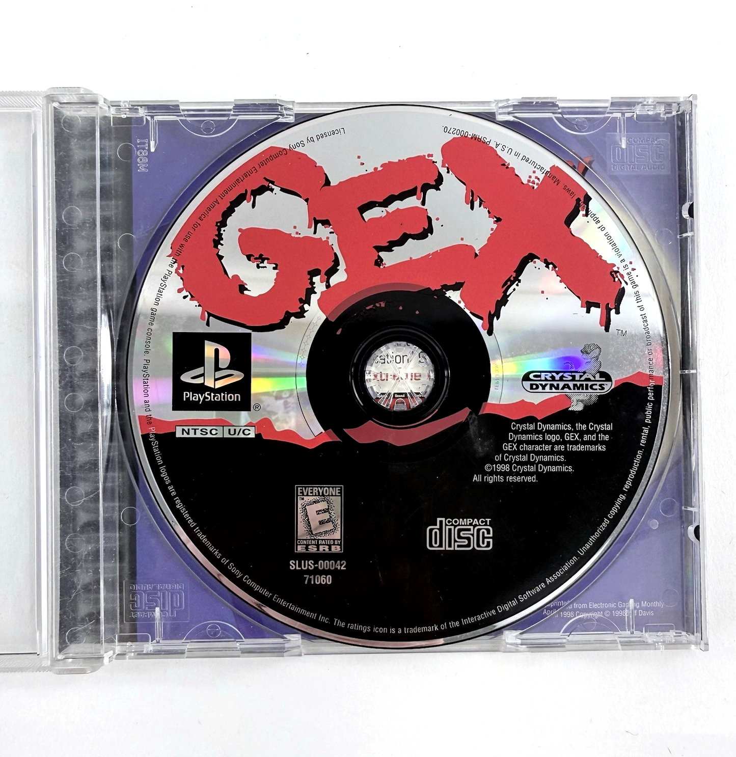Gex (PlayStation 1, 1996) Game, Case, and Back Cover Art - No Manual - Tested