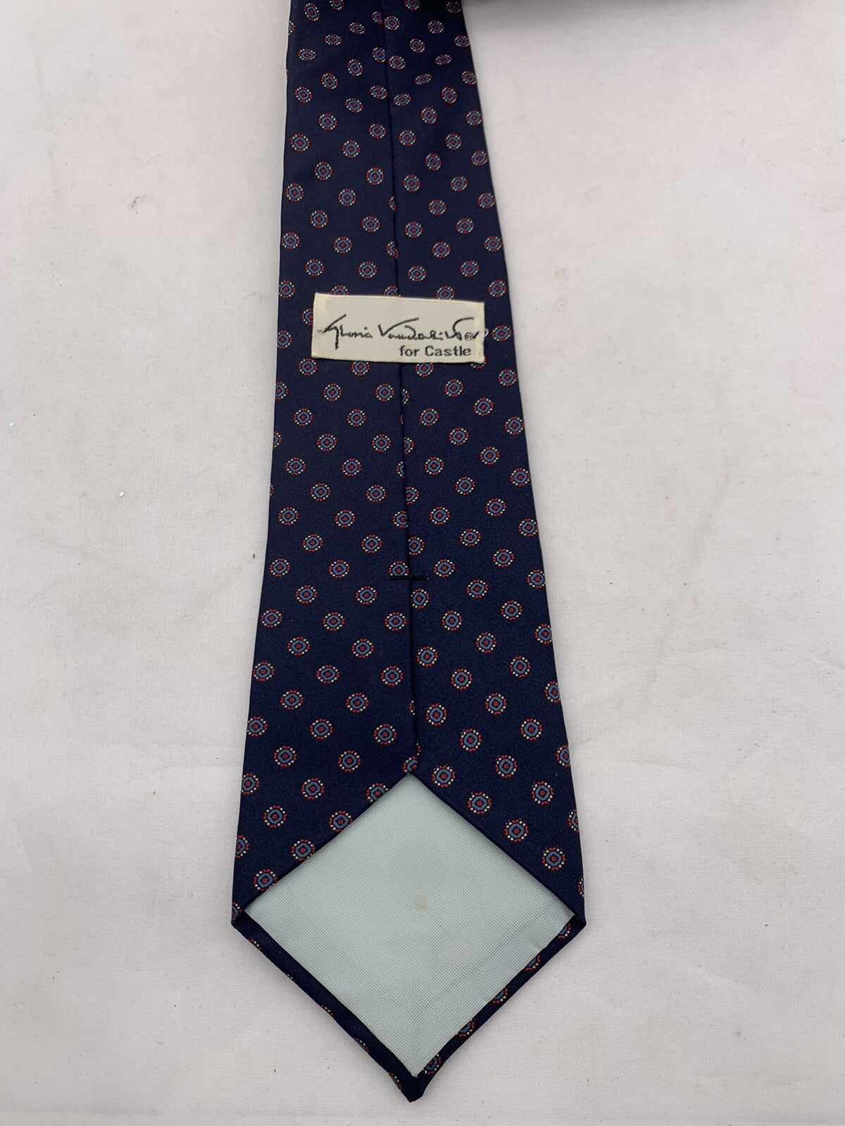 Gloria Vanderbilt for Castle Blue and Red Geometric 62" Tie