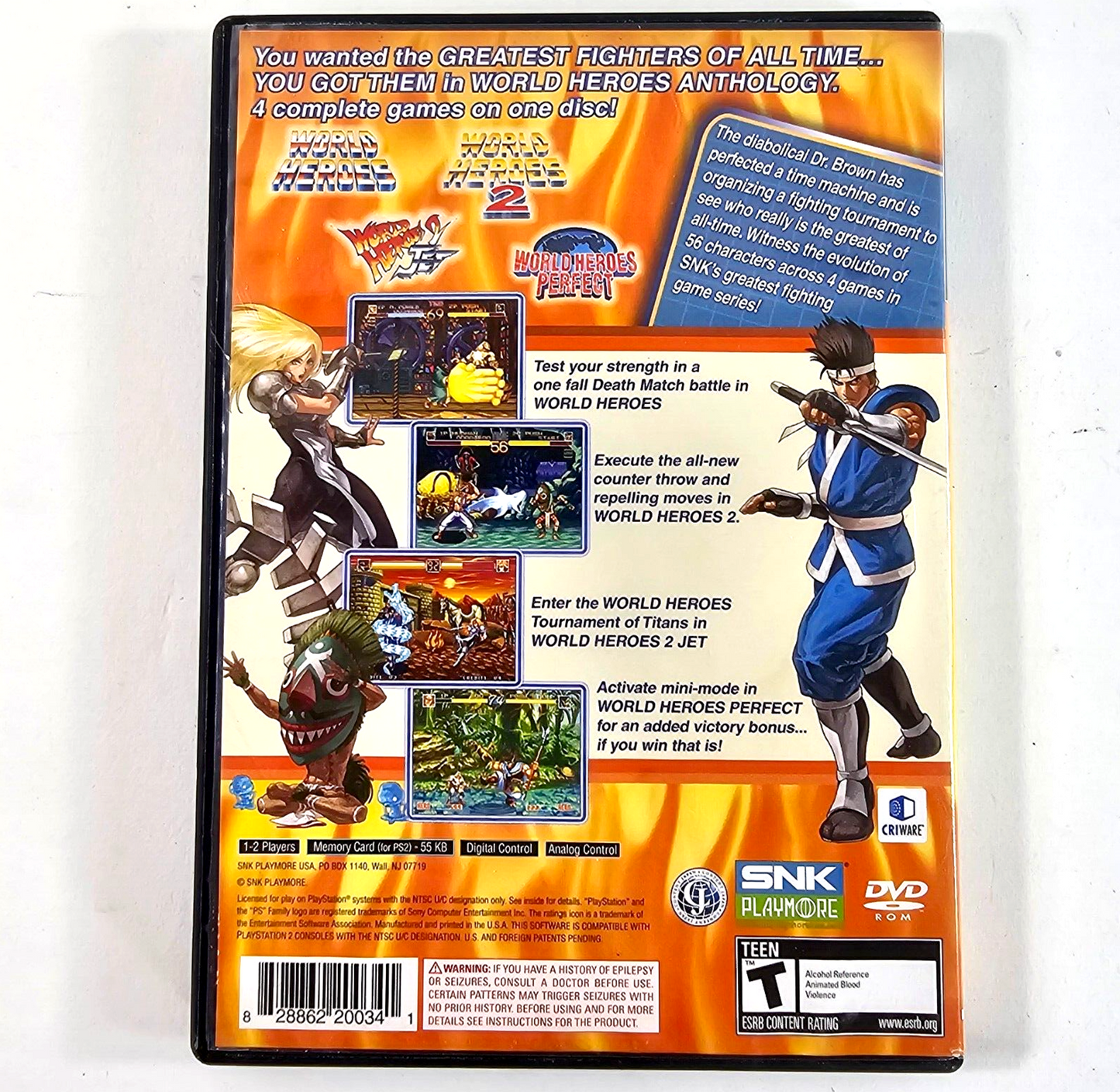 World Heroes Anthology (Sony PlayStation 2, 2008) Game Case Manual - Tested