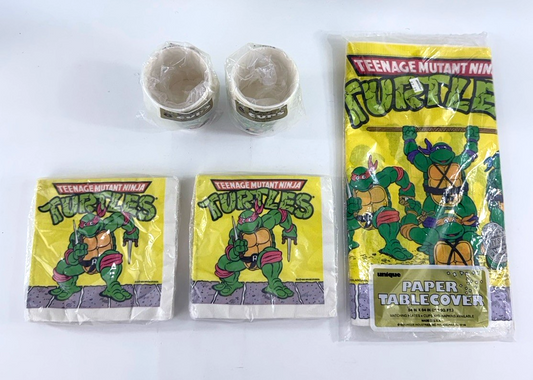 Unique 1989 Teenage Mutant Ninja Turtle Party Napkins, Tablecloth & Cups - New