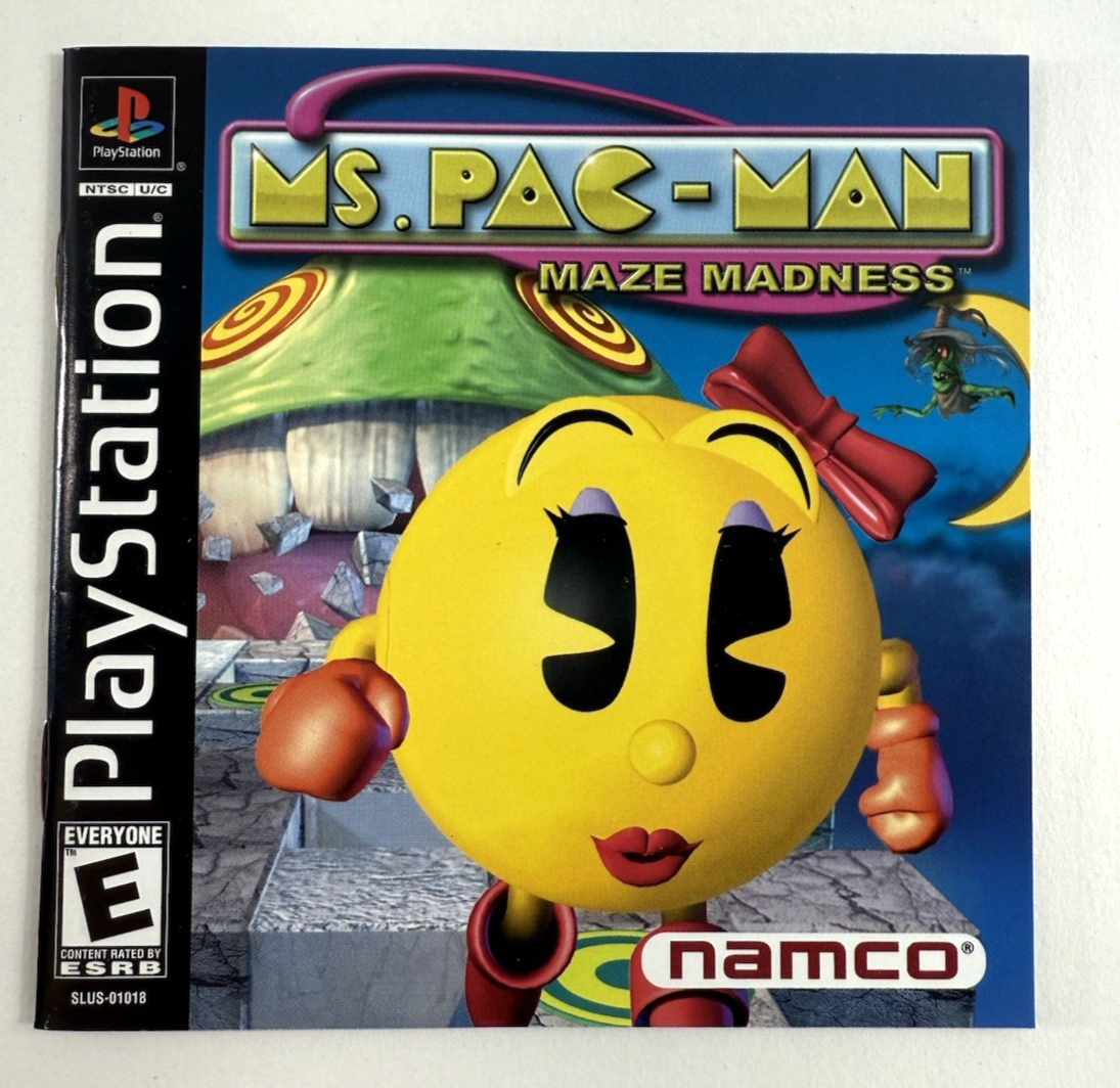 Ms. Pac-Man Maze Madness (Sony PlayStation, 2000) Game Case Manual Registration