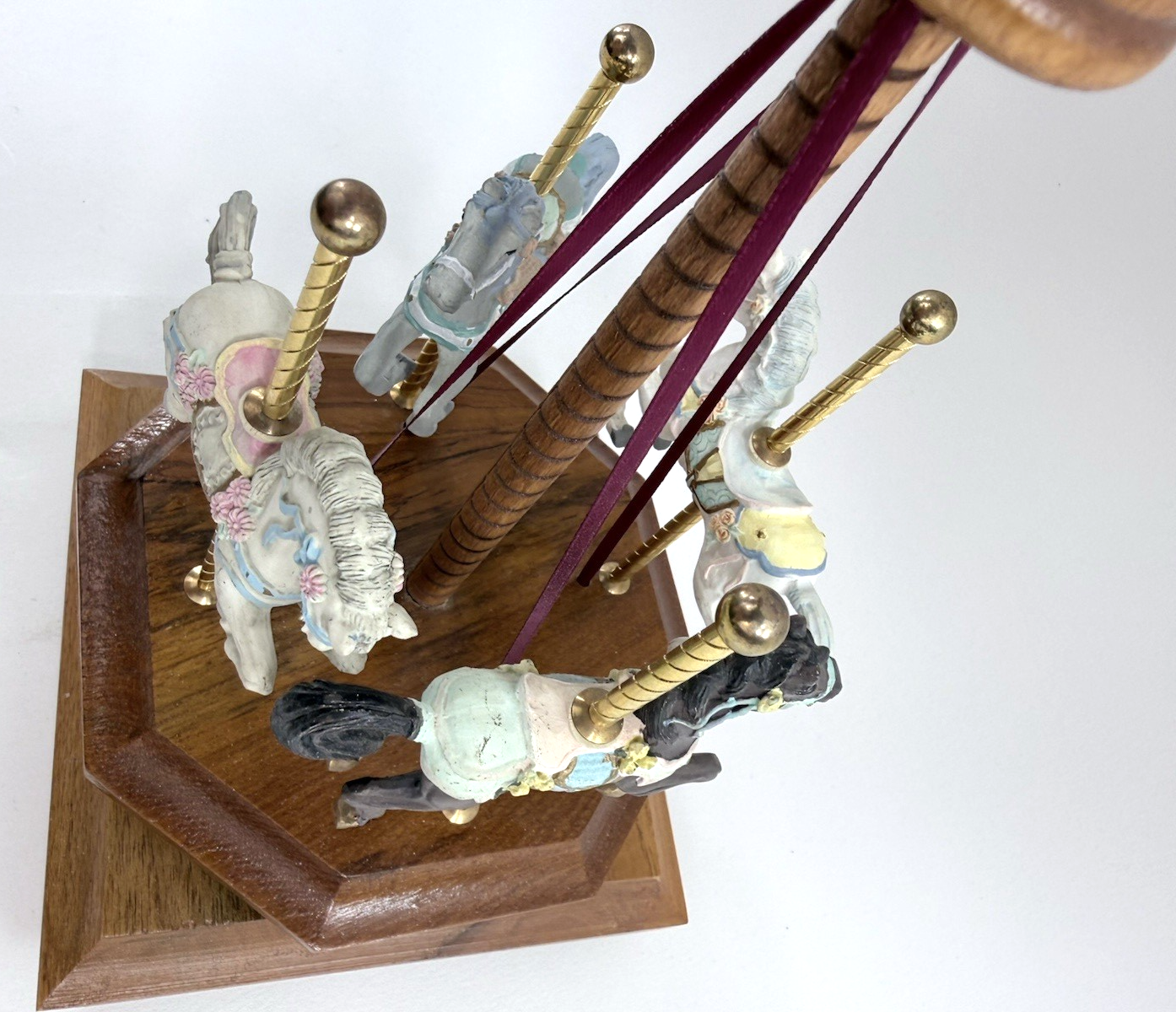 Generations Wooden Base Musical Four-Horse Carousel - Made In USA - Tested