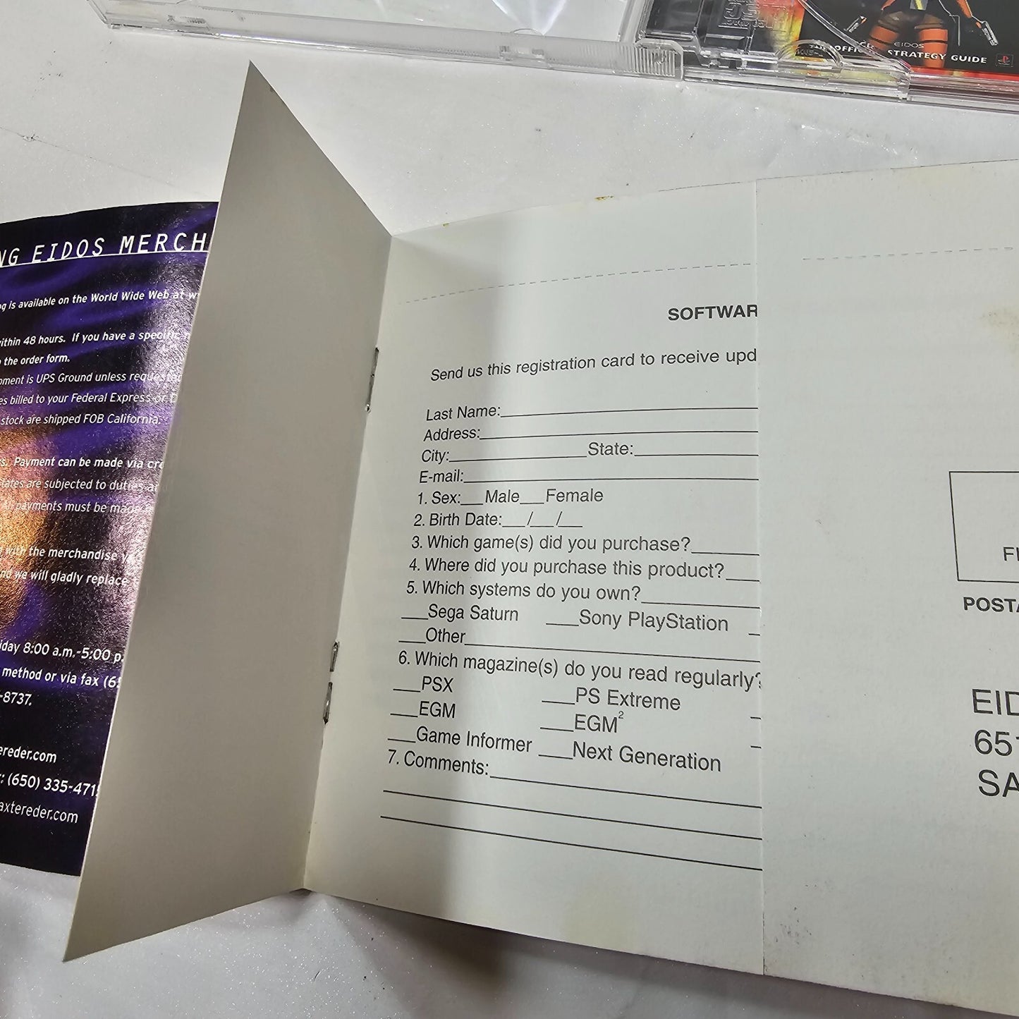 Tomb Raider II 2 (Sony PlayStation, 1998)  Game Case Manual Registration