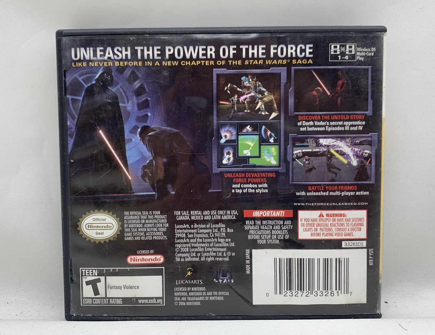 Star Wars: The Force Unleashed (Nintendo DS, 2008) Case Manual Insert - No Game