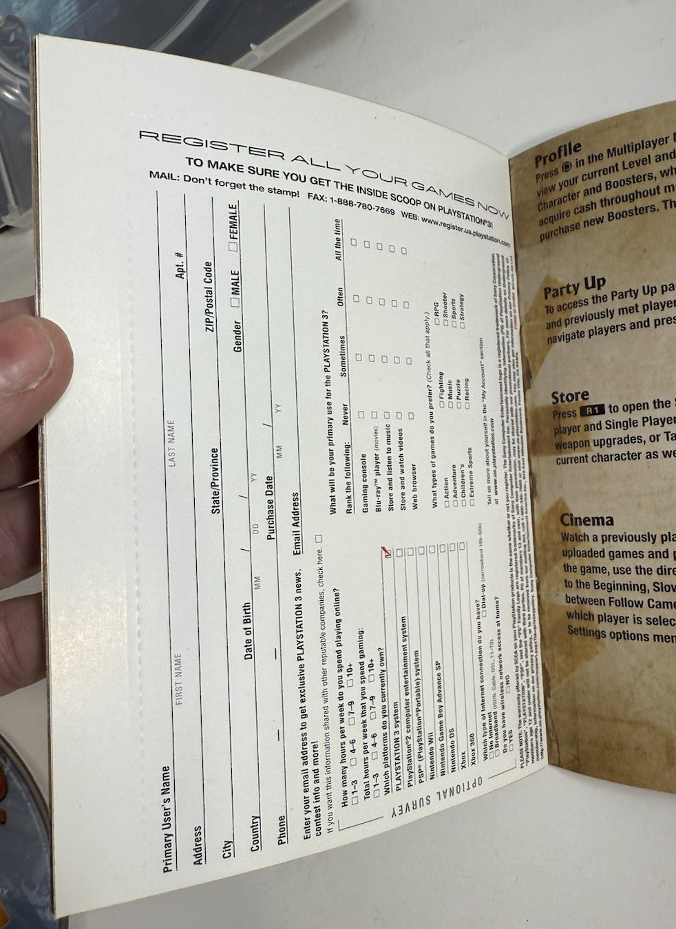 Uncharted 2: Among Thieves (PlayStation 3, 2009) Game Case Manual Registration