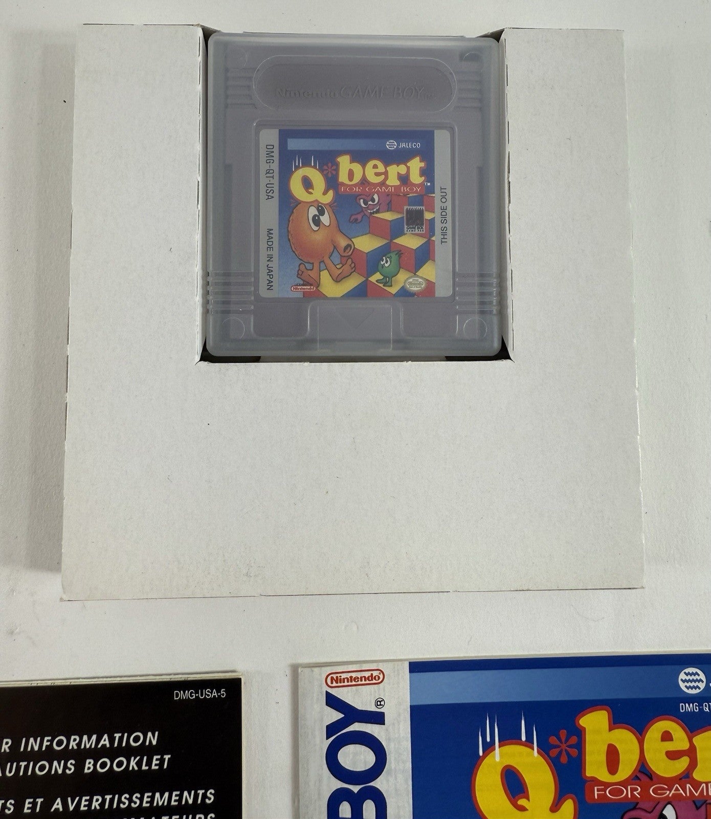 Q*Bert (Nintendo GameBoy, 1991) Game Box Manual Registration Inserts - Tested