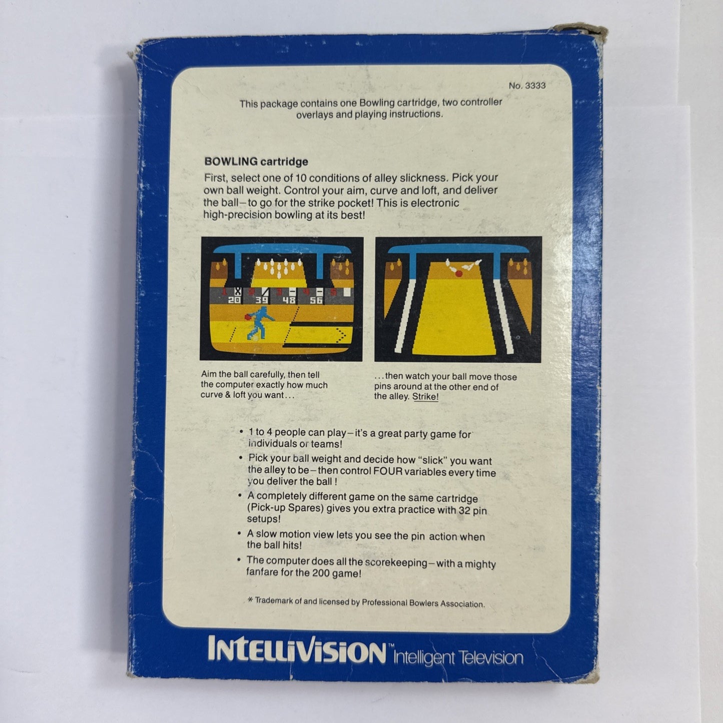 Bowling (Intellivision, 1984) Game Box Manual Overlays - Tested and Working