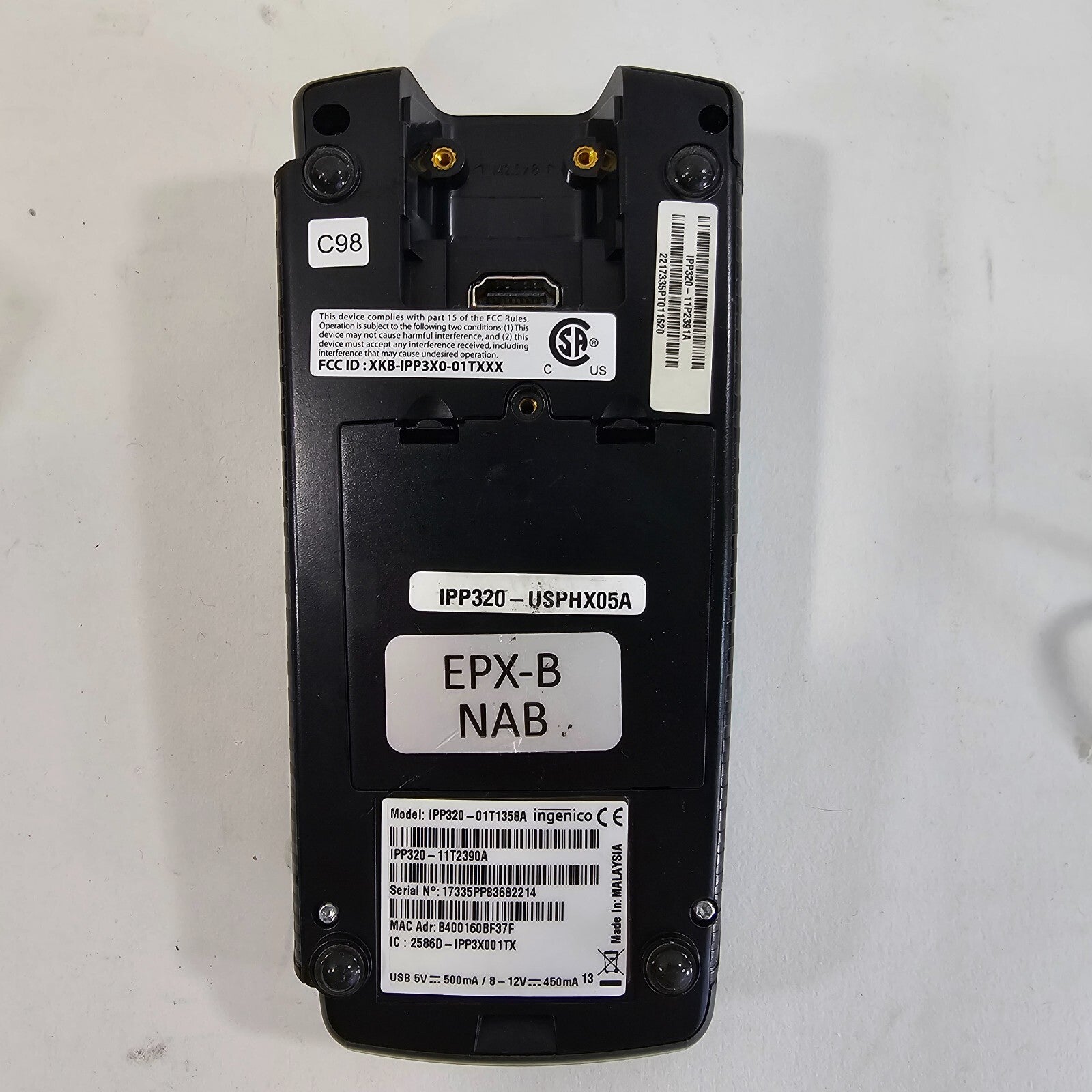 Ingenico iPP320 Payment Terminal with Power Supply and Connector Cable - Tested