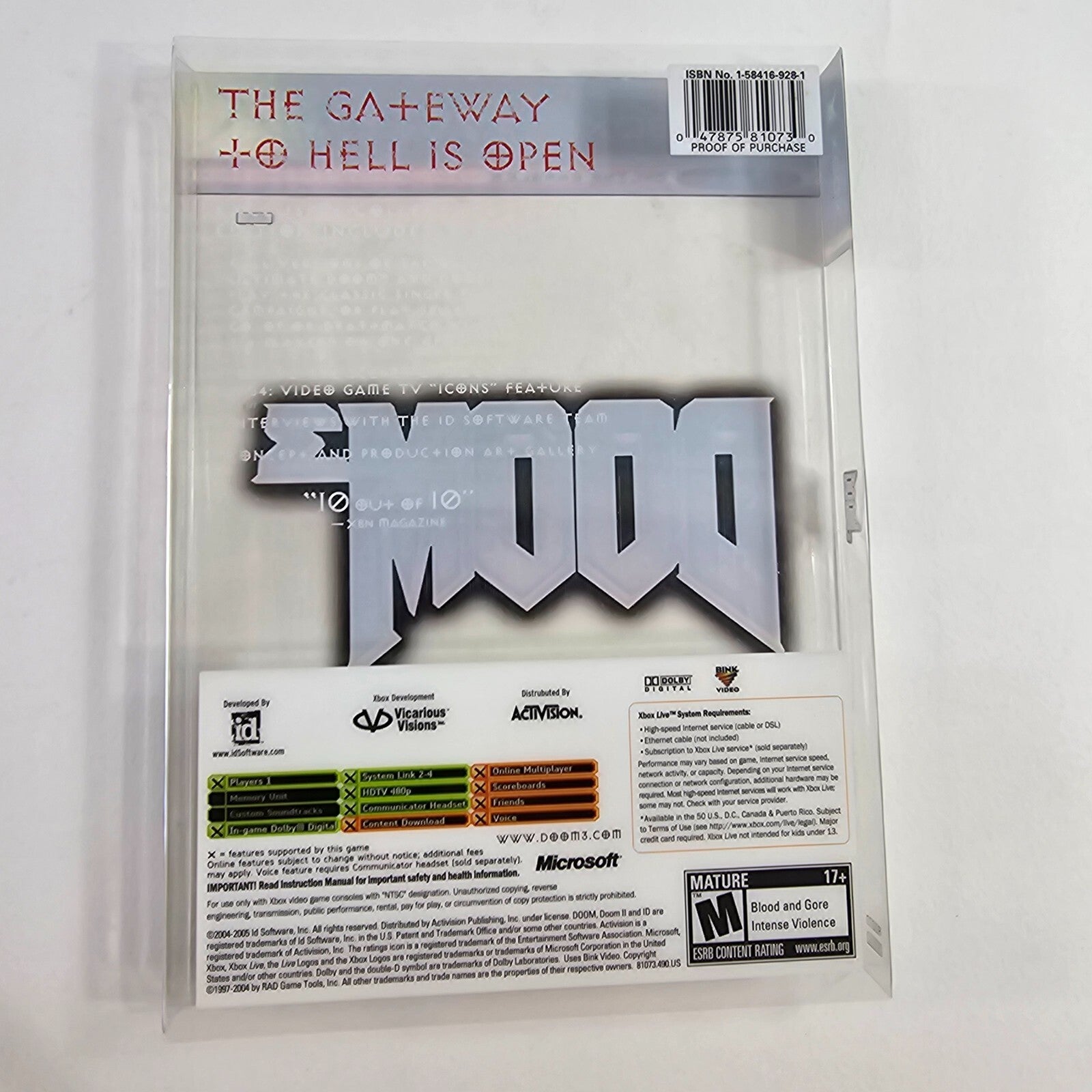 Doom 3: Limited Collector's Edition (Xbox, 2005) Game Case Manual Insert Sleeve