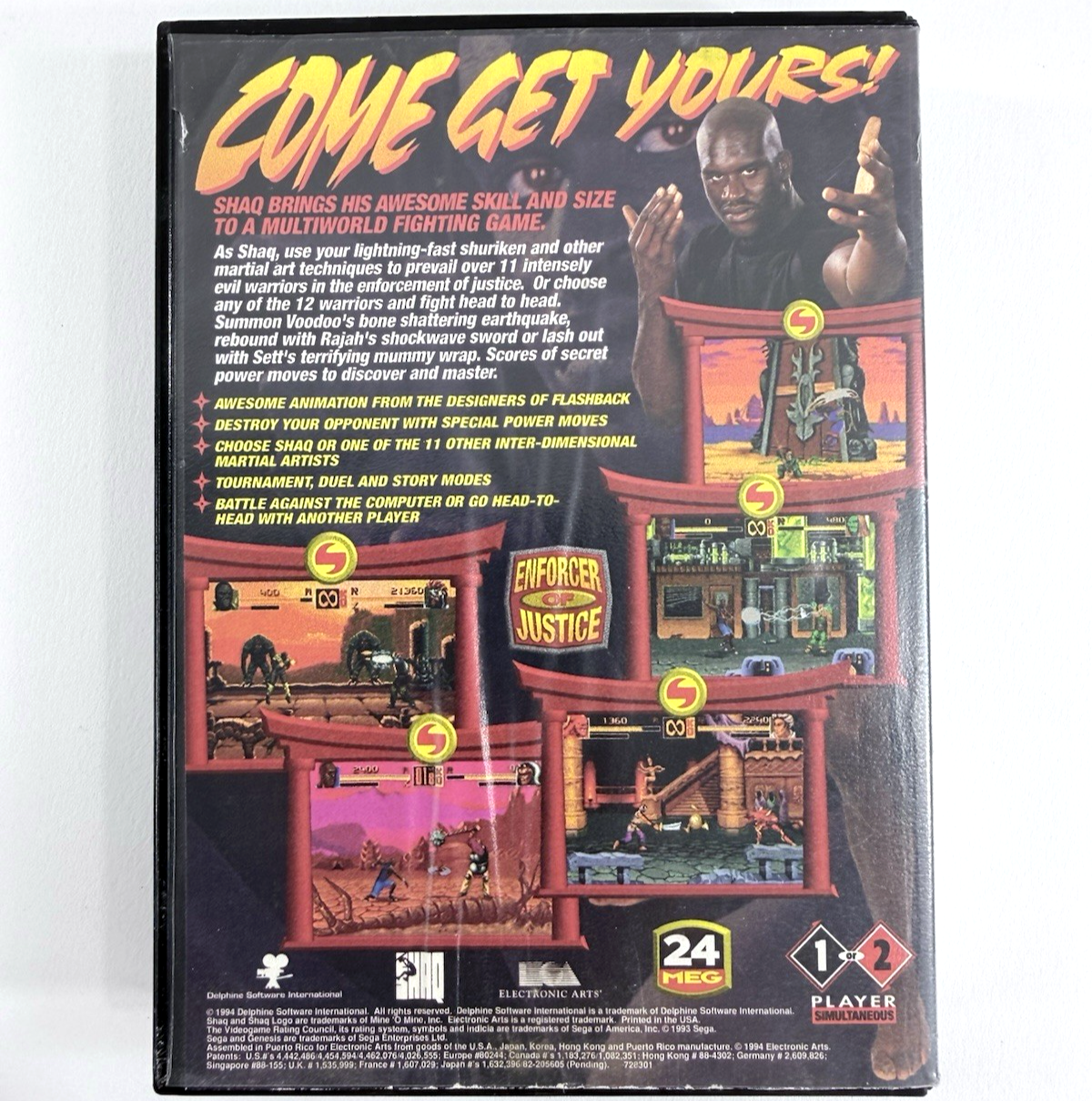 Shaq-Fu (Sega Genesis, 1994) Game, Case, Manual - Tested and Working