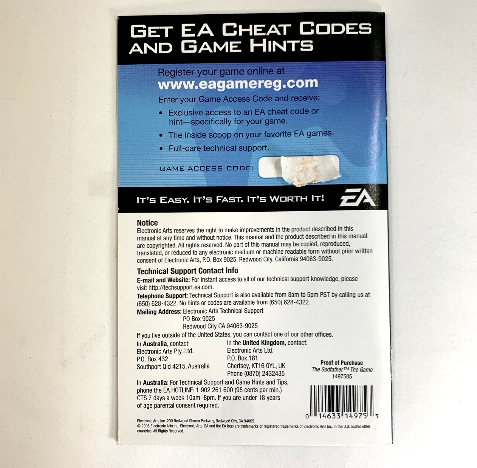 Godfather: The Game (Microsoft Xbox, 2006) Game Case Manual - Tested