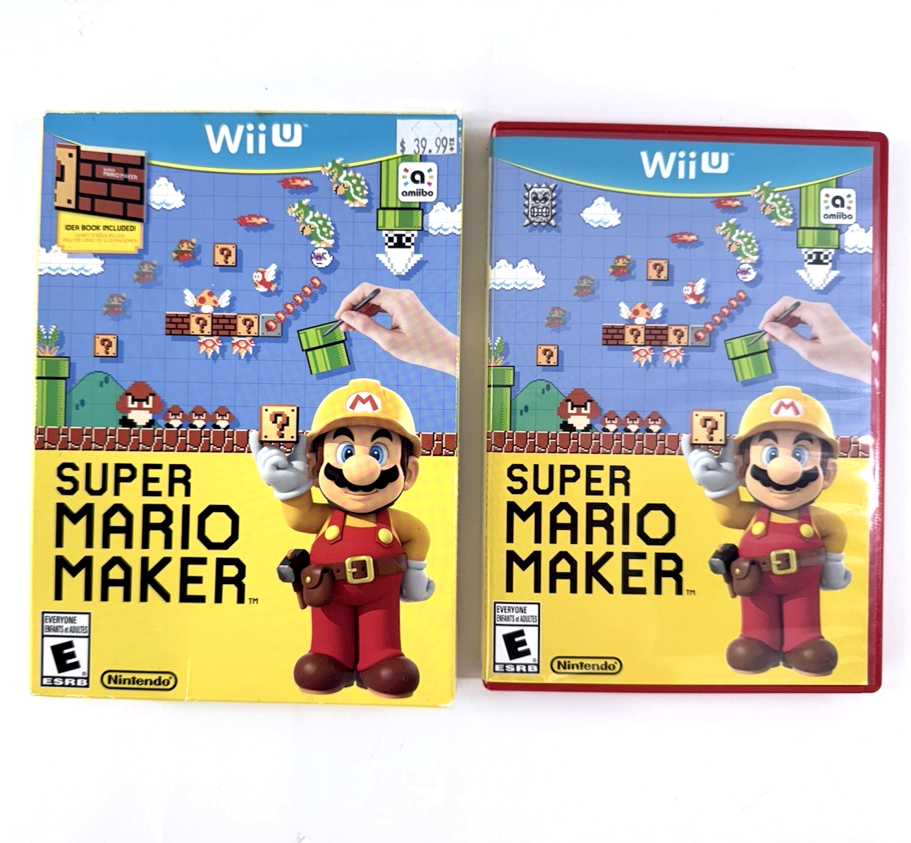 Super Mario Maker (Nintendo Wii U, 2015) Game Case Manual Box - Tested