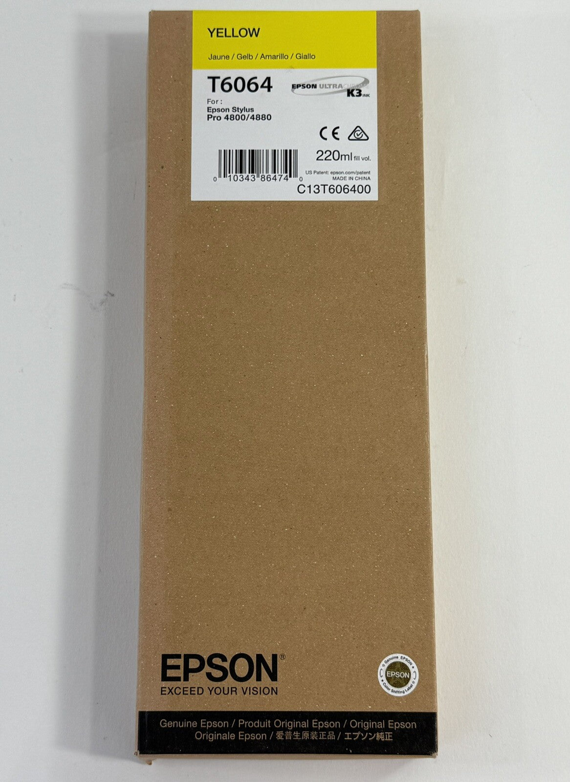 Epson UltraChrome K3 T606 Yellow Ink Cartridge (C13T606400) Sealed  Exp 7/2018