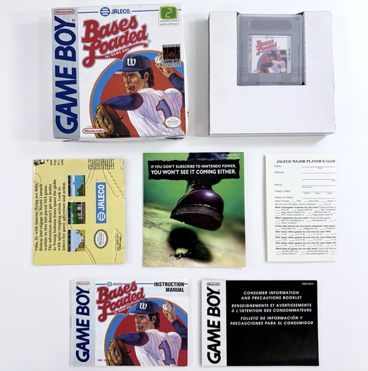 Bases Loaded (GameBoy, 1990) Game Box Manual Inserts Poster Registration -Tested