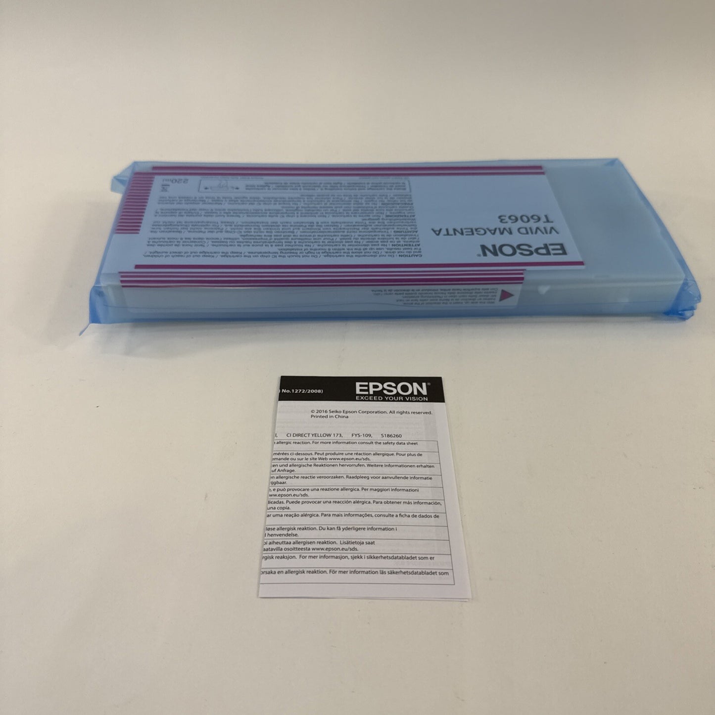 Expired 2020 Epson Vivid Magenta T6063 K3 UltraChrome Ink Cartridge - Sealed