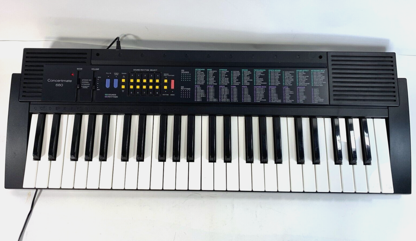 Radio Shack Concertmate 680 49 Key Electronic Keyboard with AC Adapter - Tested