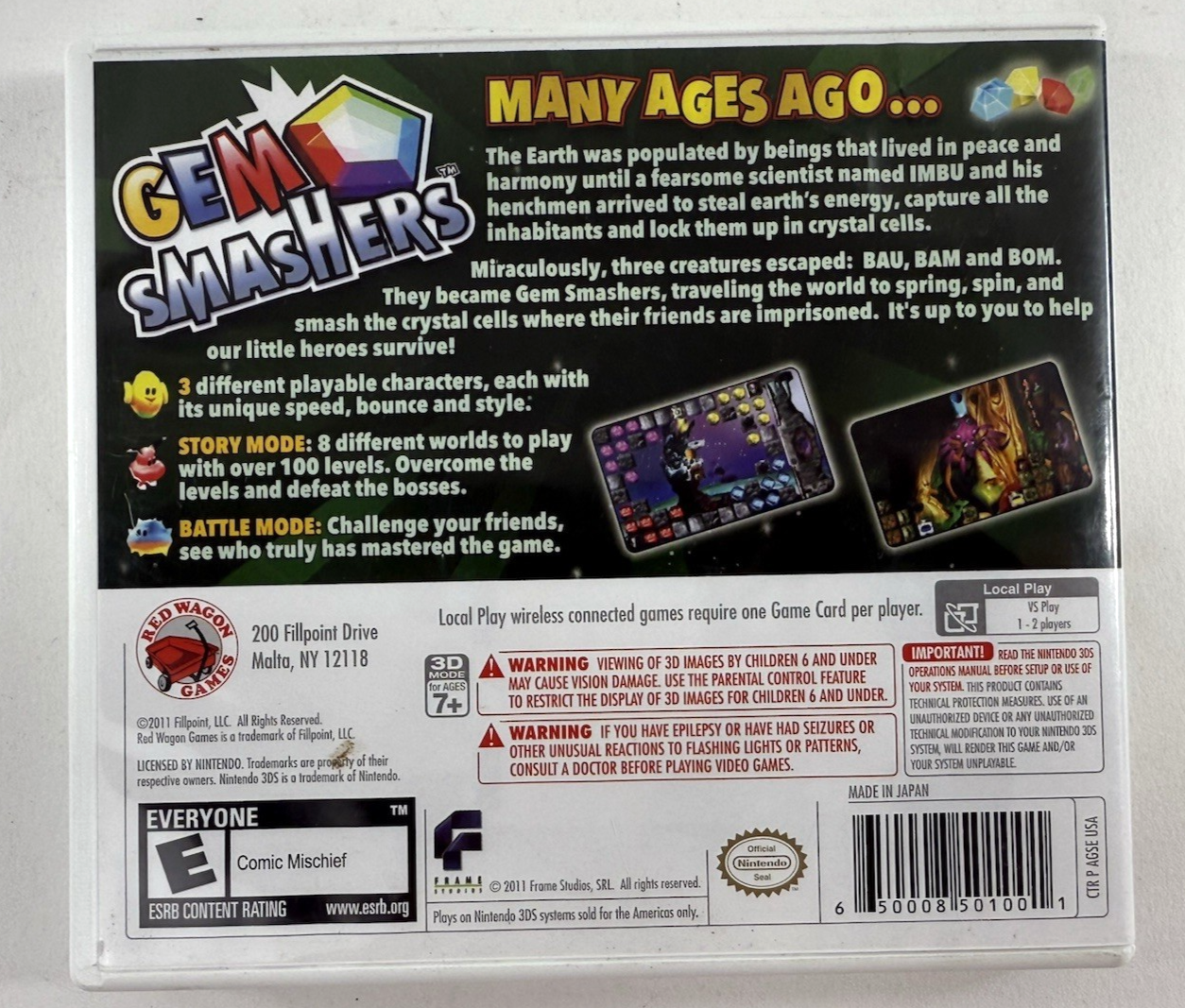 Gem Smashers (Nintendo 3DS, 2011) Game, Case, Manual - Tested