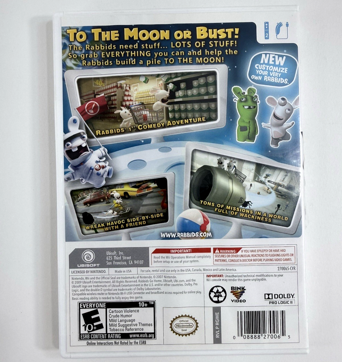 Rabbids Go Home (Nintendo Wii, 2009) Game, Case, Manual, and Insert - Tested