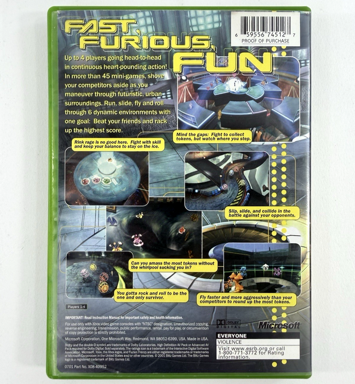 Fuzion Frenzy (Microsoft Xbox, 2001) Game Case Manual Micosoft Insert - Tested