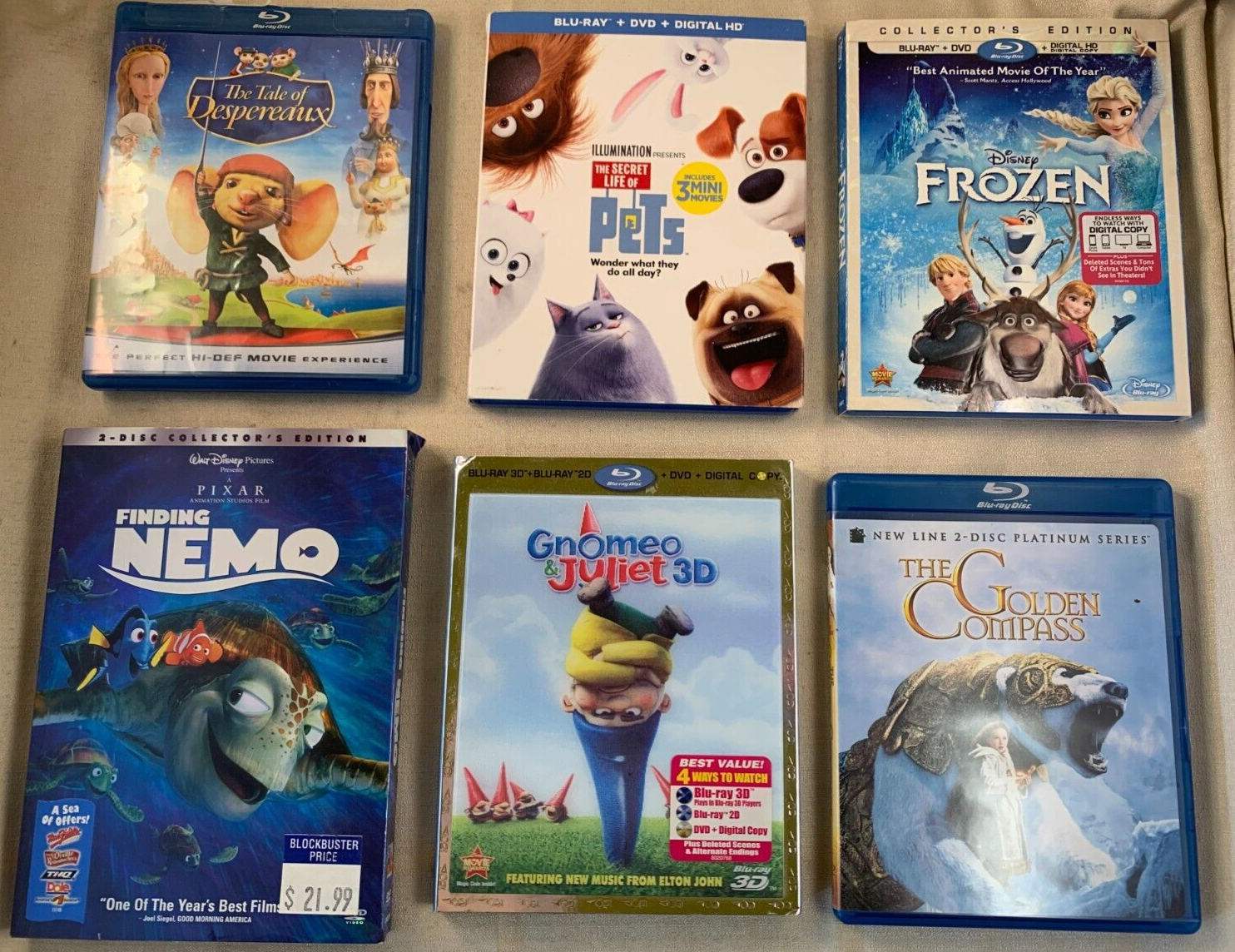 Secret Life of Pets (Kids Film bundle) Frozen/Despereaux/Gnomeo & Juliet + more