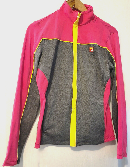 Fila Women's Medium Lightweight Pink/Yellow/Gray Athletic Running Jacket
