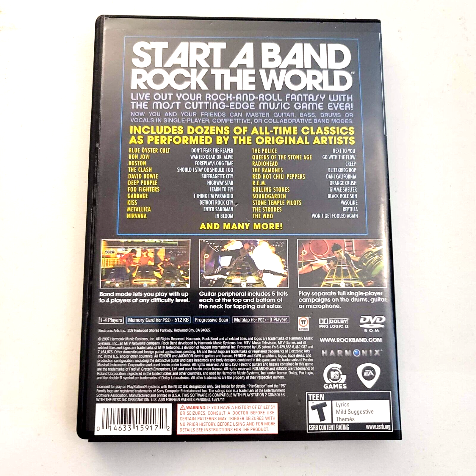 Rock Band (Sony PlayStation 2, 2007) Game Case Manual - Tested and Working