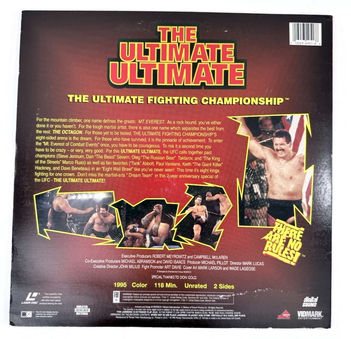 UFC's The Ultimate Ultimate (Laserdisc, 1996) Extended Play - Tested and Working