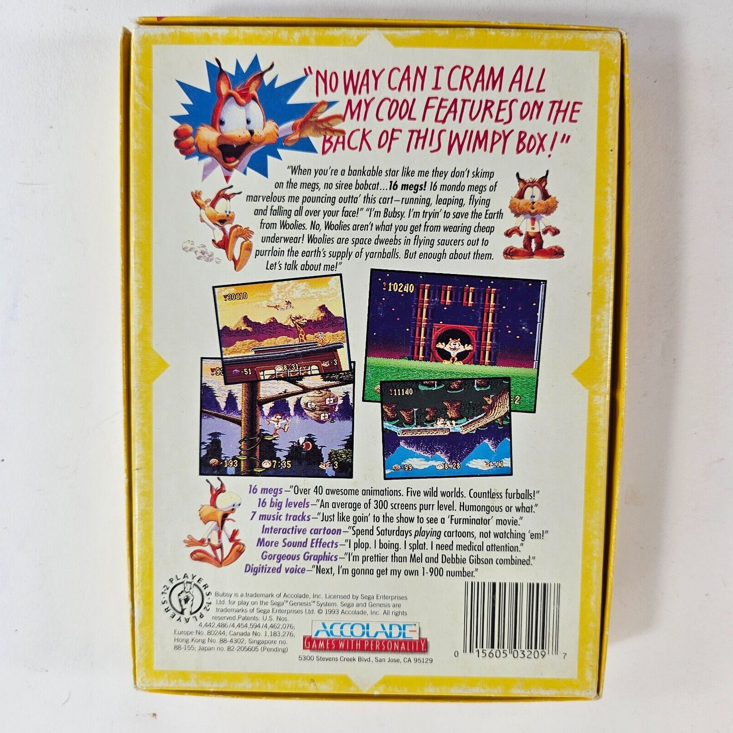 Bubsy (Sega Genesis, 1994) Game Box Manual Cards - Tested and Working