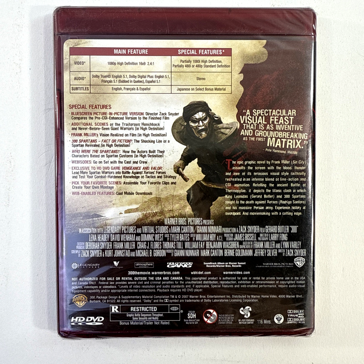 300 (HD DVD, 2007) Not For Resale -New, Factory Sealed Movie