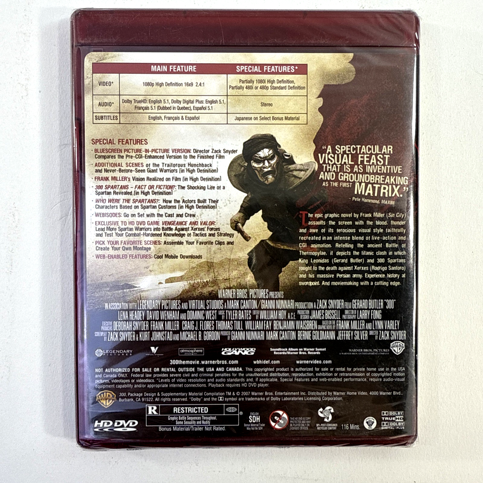 300 (HD DVD, 2007) Not For Resale -New, Factory Sealed Movie