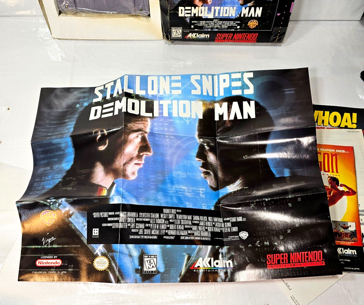 Demolition Man (Nintendo SNES, 1995) Game Box Manual Inserts Poster Registration