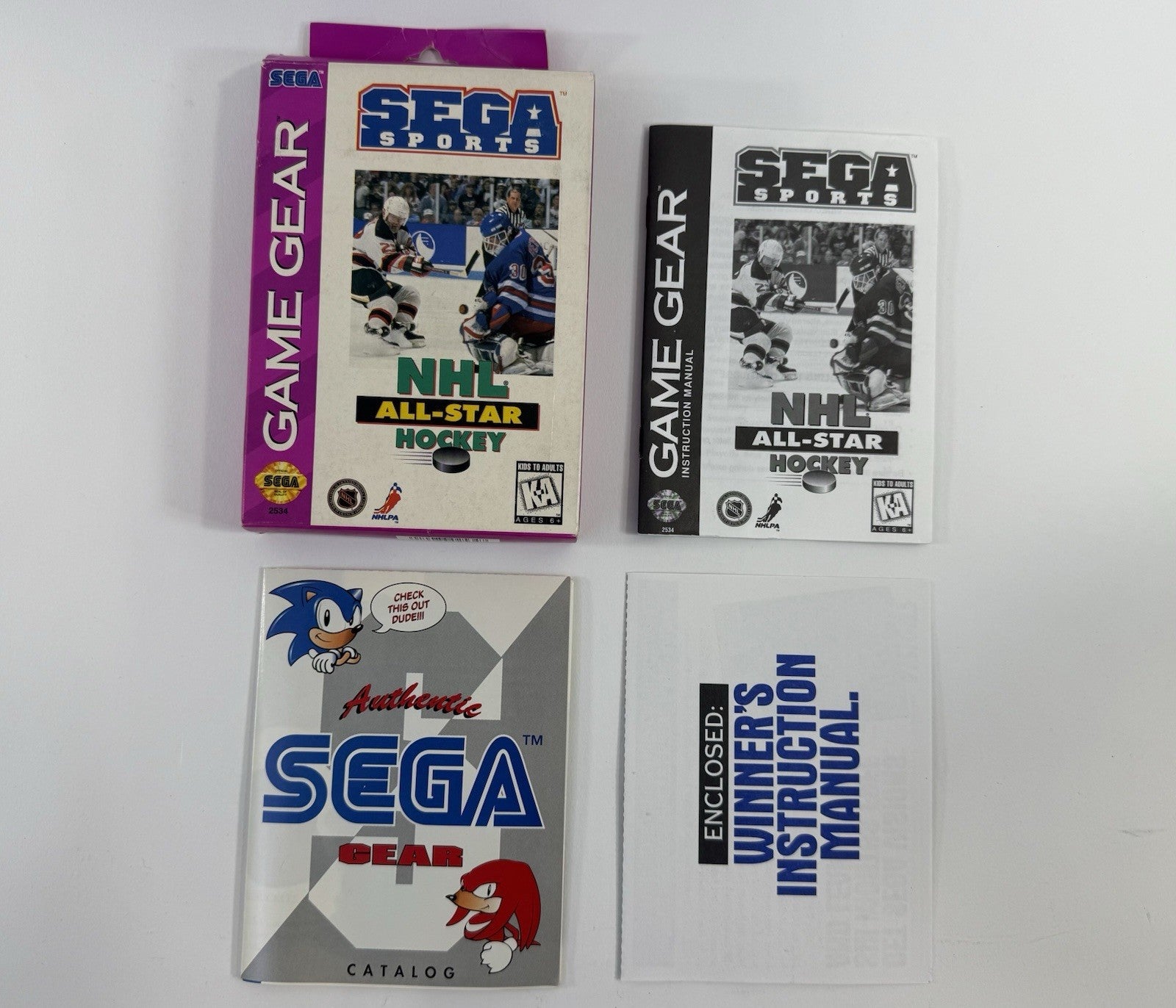 NHL All-Star Hockey (Game Gear, 1995) Box, Manual, Registration, Insert Only