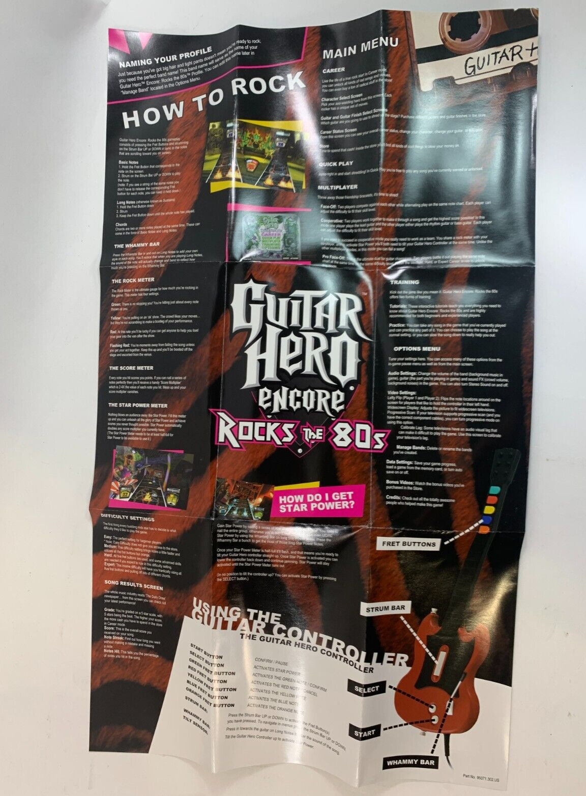 Guitar Hero Encore Rocks the 80s (PlayStation 2, 2007) Case Game Manual Poster