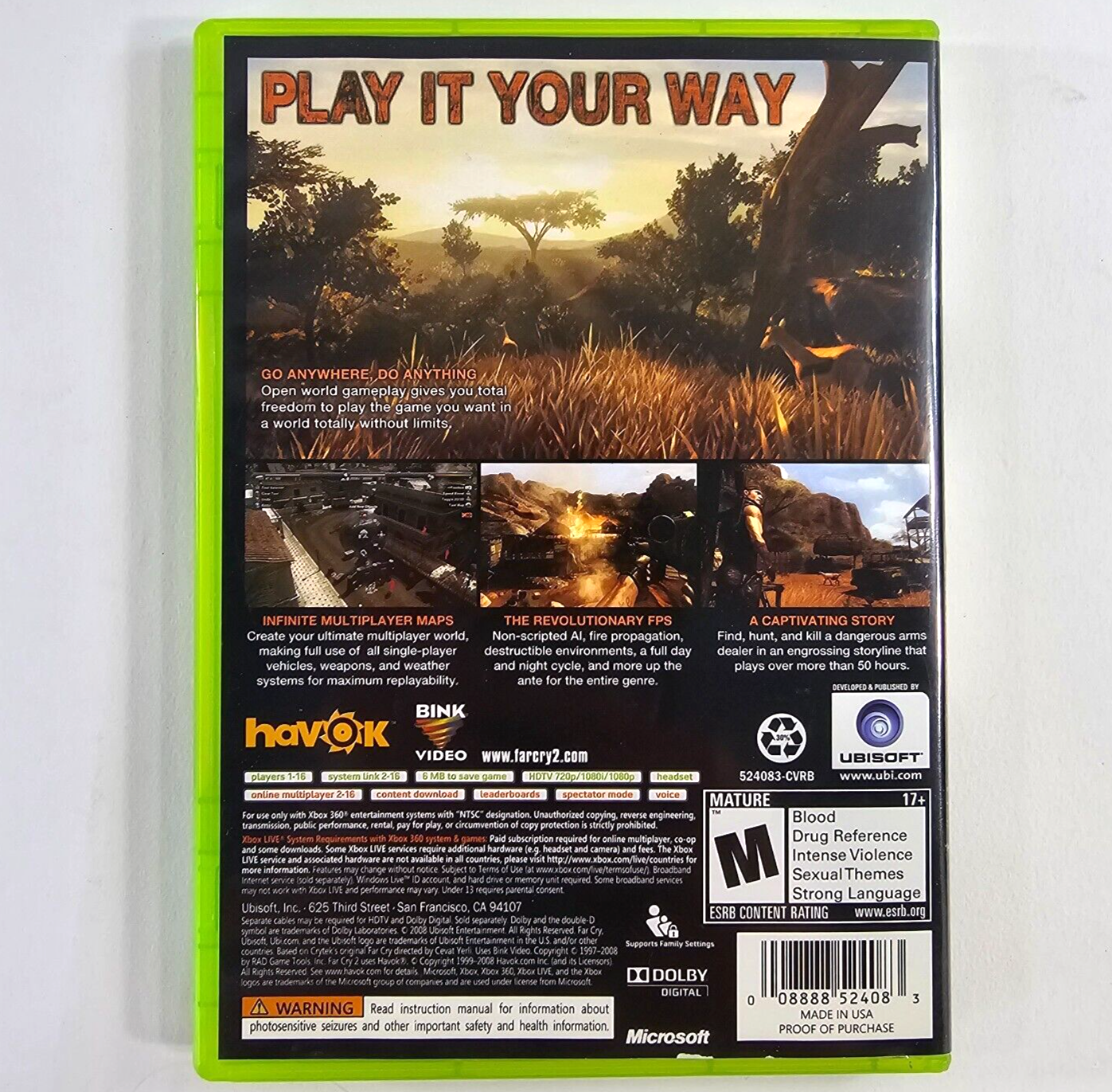 Far Cry 2 (Microsoft Xbox 360, 2008) Game Case Manual Survival Guide - Tested
