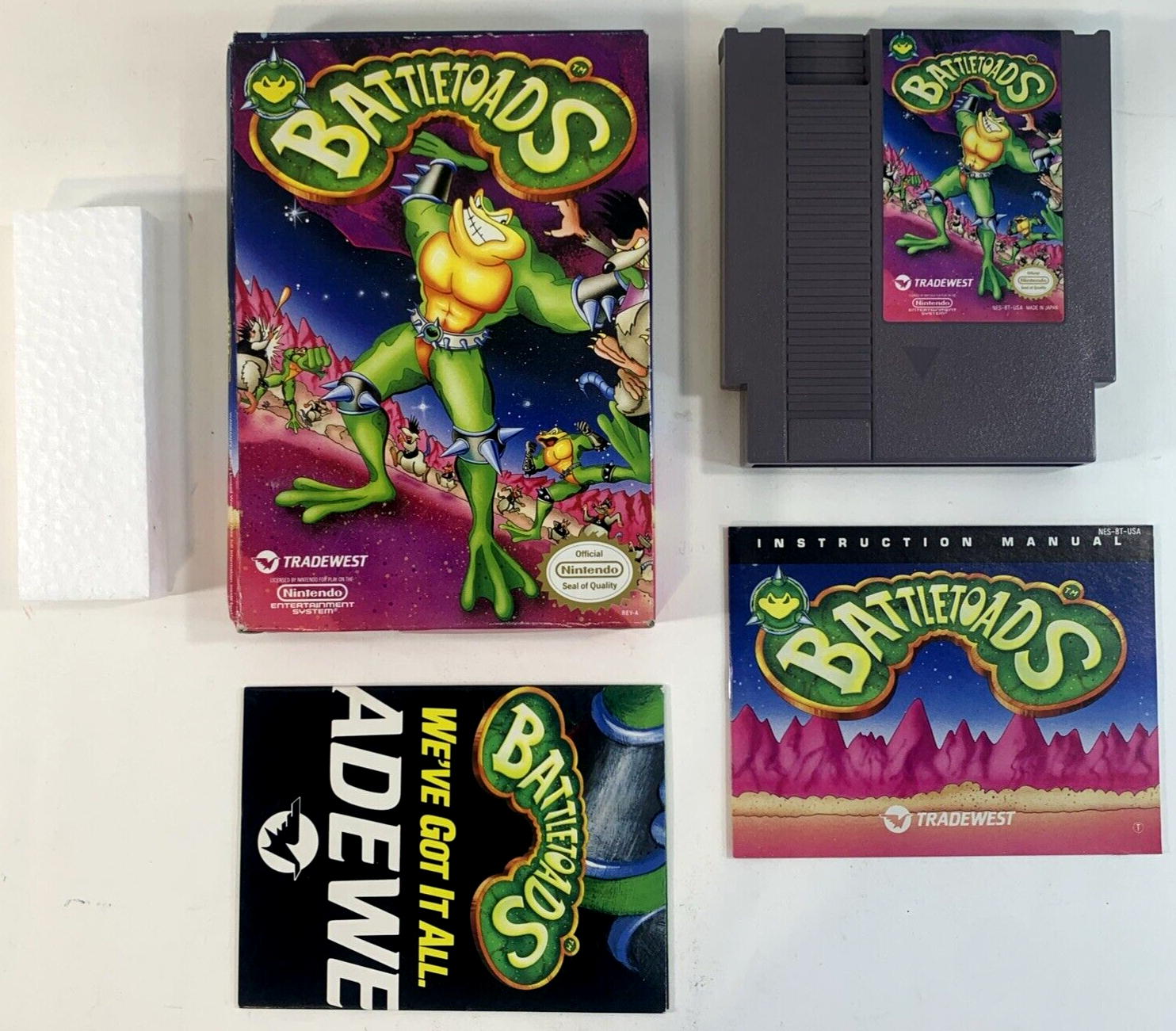 Battletoads (Nintendo NES, 1991) Game Box Manual Poster Foam -Tested and Working