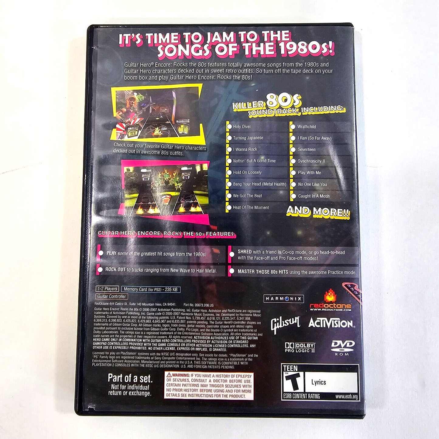 Guitar Hero Encore Rocks the 80's (Sony PlayStation 2, 2007) Case Game Manual