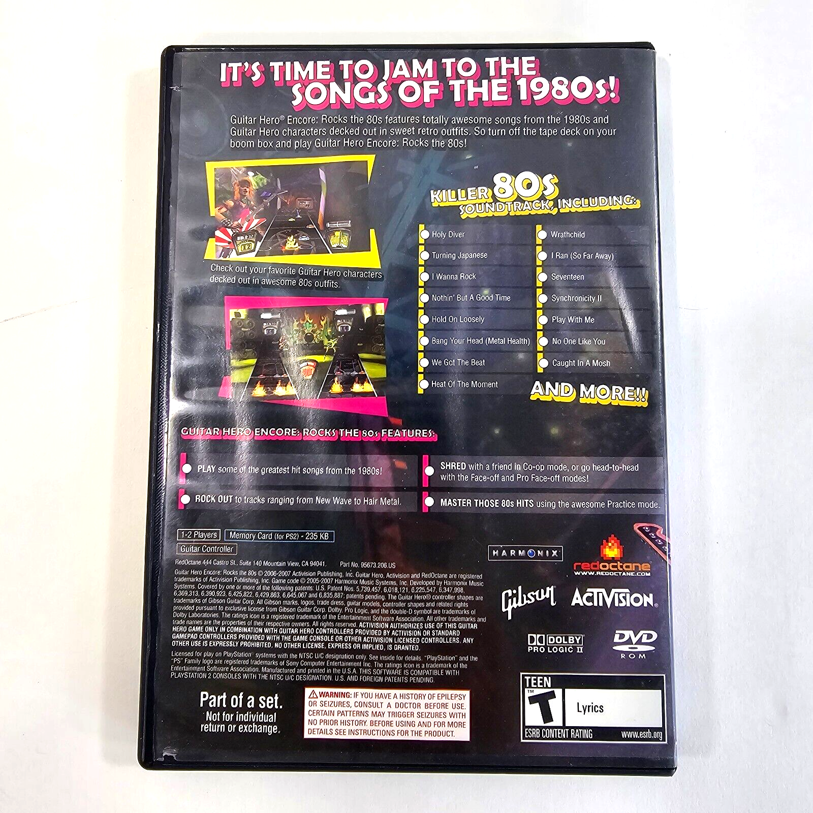 Guitar Hero Encore Rocks the 80's (Sony PlayStation 2, 2007) Case Game Manual