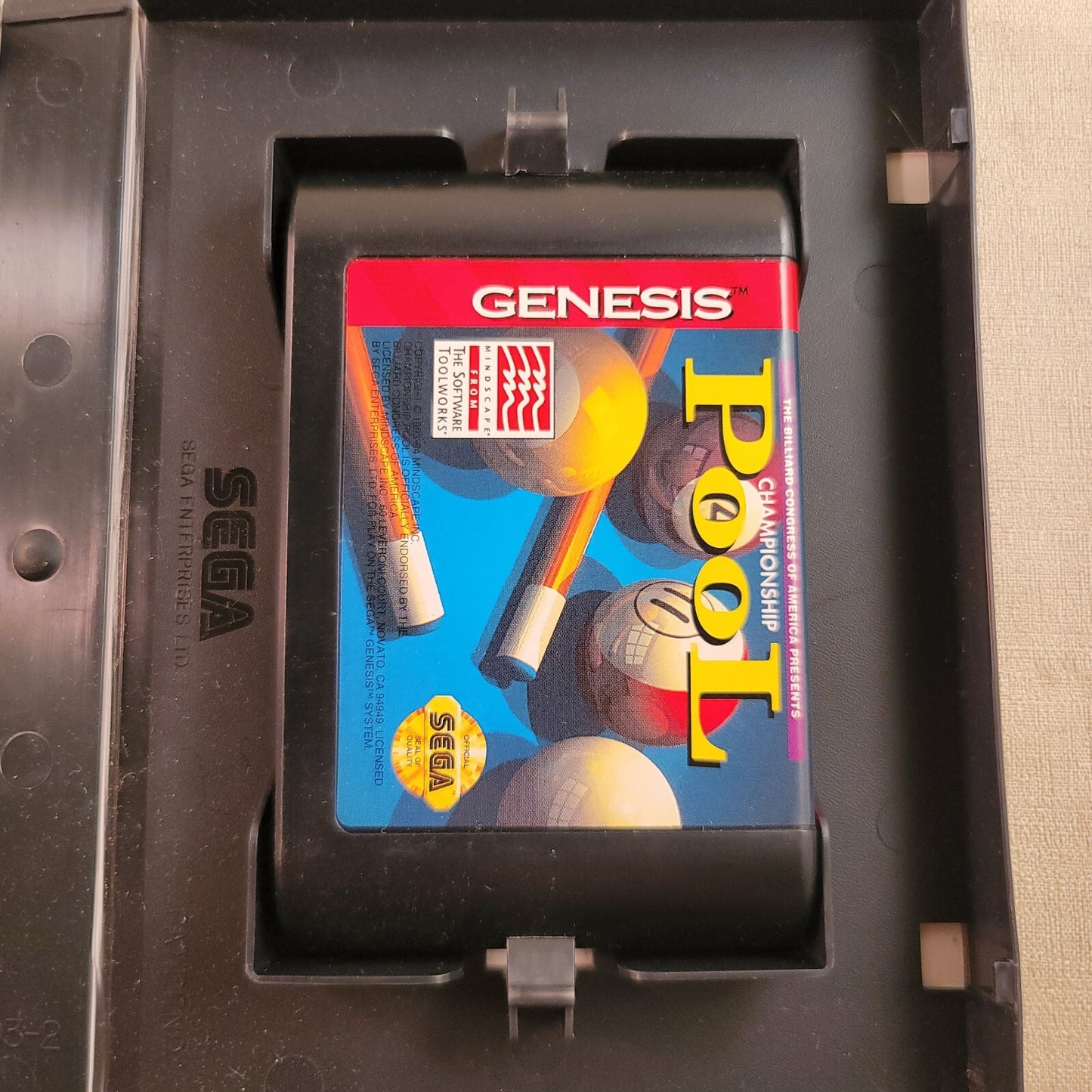 Championship Pool (Sega Genesis, 1993) Game Case Manual - Tested and Working