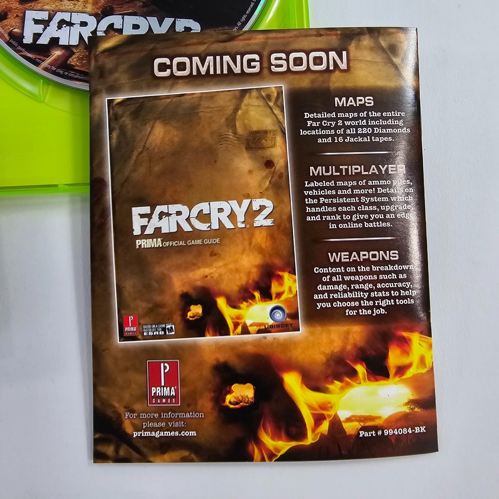 Far Cry 2 (Microsoft Xbox 360, 2008) Game Case Manual Survival Guide - Tested